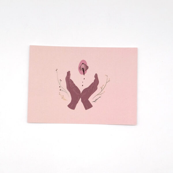 Postkarte NoPeriodShame - Hände & Vulva